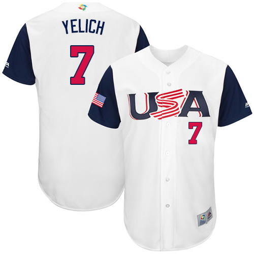 Youth USA Baseball Majestic #7 Christian Yelich White 2017 World Baseball Classic Authentic Team Jersey