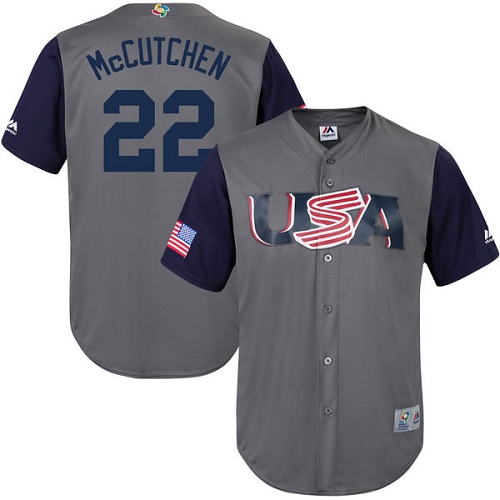 Men's USA Baseball Majestic #22 Andrew McCutchen Gray 2017 World Baseball Classic Replica Team Jersey