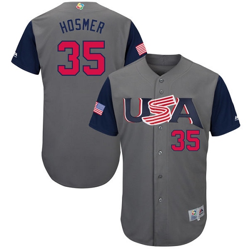 Men's USA Baseball Majestic #35 Eric Hosmer Gray 2017 World Baseball Classic Authentic Team Jersey