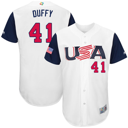 Men's USA Baseball Majestic #41 Danny Duffy White 2017 World Baseball Classic Authentic Team Jersey