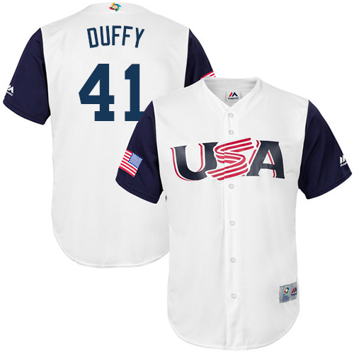 Men's USA Baseball Majestic #41 Danny Duffy White 2017 World Baseball Classic Replica Team Jersey