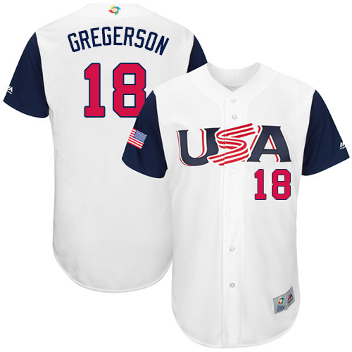 Men's USA Baseball Majestic #18 Luke Gregerson White 2017 World Baseball Classic Authentic Team Jersey