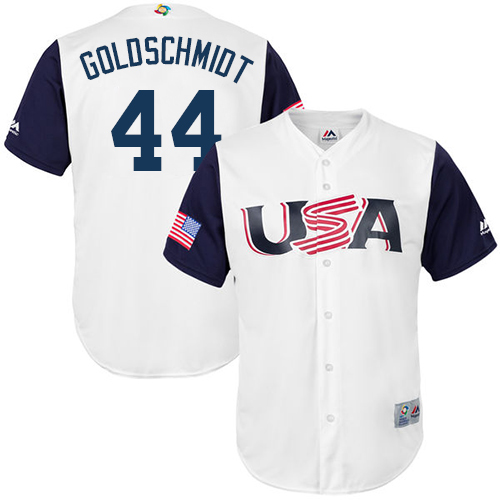 Men's USA Baseball Majestic #44 Paul Goldschmidt White 2017 World Baseball Classic Replica Team Jersey