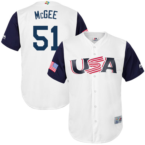 Men's USA Baseball Majestic #51 Jake McGee White 2017 World Baseball Classic Replica Team Jersey