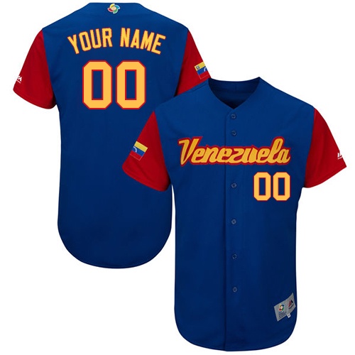 Men's Venezuela Baseball Majestic Customized Royal Blue 2017 World Baseball Classic Authentic Team Jersey