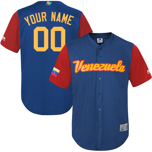 Men's Venezuela Baseball Majestic Customized Royal Blue 2017 World Baseball Classic Replica Team Jersey