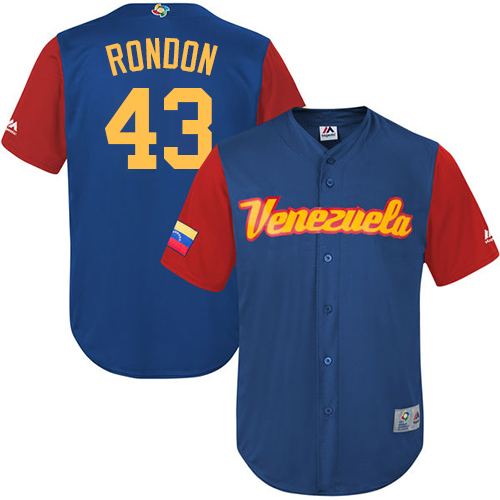Men's Venezuela Baseball Majestic #43 Bruce Rondon Royal Blue 2017 World Baseball Classic Replica Team Jersey