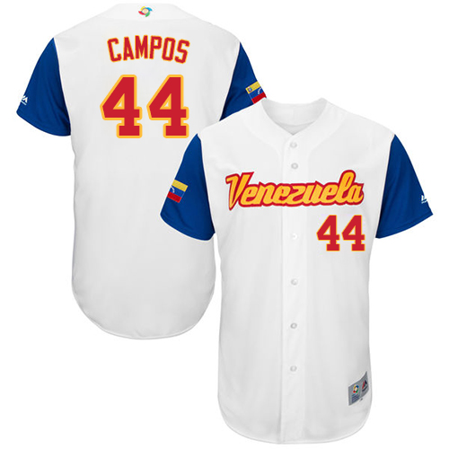 Men's Venezuela Baseball Majestic #44 Leonel Campos White 2017 World Baseball Classic Authentic Team Jersey