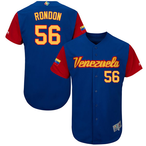Men's Venezuela Baseball Majestic #56 Hector Rondon Royal Blue 2017 World Baseball Classic Authentic Team Jersey