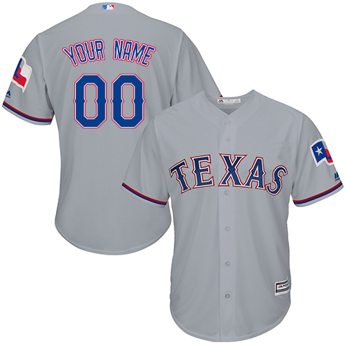 Men's Majestic Texas Rangers Customized Replica Grey Road Cool Base MLB Jersey