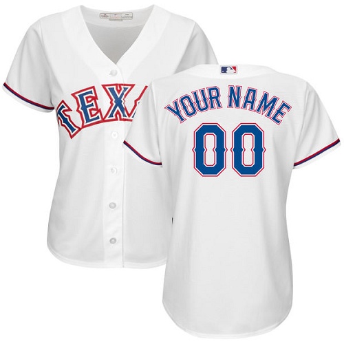 Women's Majestic Texas Rangers Customized Authentic White Home Cool Base MLB Jersey