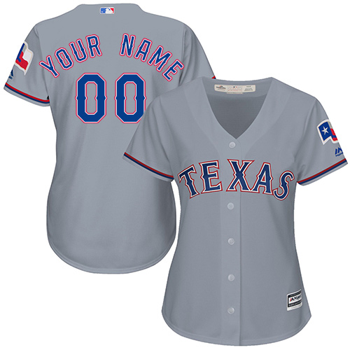 Women's Majestic Texas Rangers Customized Authentic Grey Road Cool Base MLB Jersey