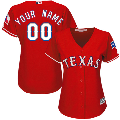 Women's Majestic Texas Rangers Customized Authentic Red Alternate Cool Base MLB Jersey