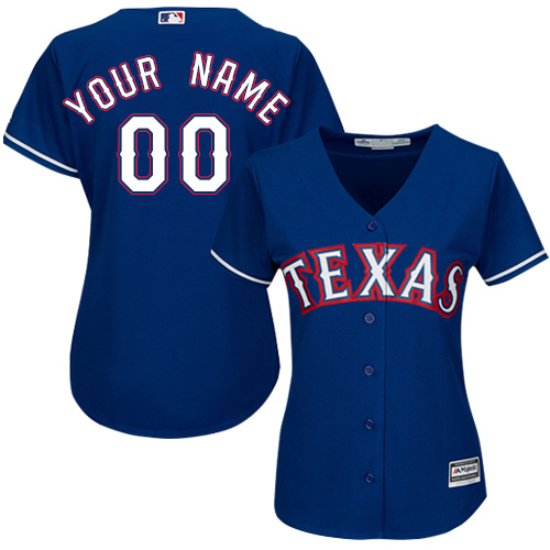 Women's Majestic Texas Rangers Customized Replica Royal Blue Alternate 2 Cool Base MLB Jersey