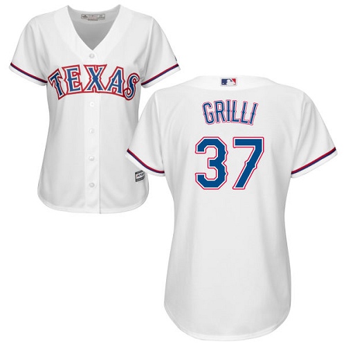 Women's Majestic Texas Rangers #37 Jason Grilli Authentic White Home Cool Base MLB Jersey