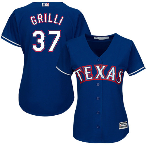 Women's Majestic Texas Rangers #37 Jason Grilli Replica Royal Blue Alternate 2 Cool Base MLB Jersey