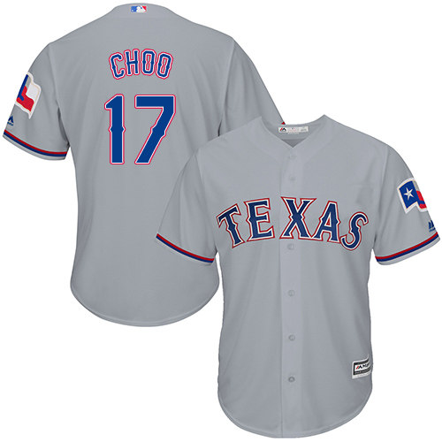 Men's Majestic Texas Rangers #17 Shin-Soo Choo Replica Grey Road Cool Base MLB Jersey