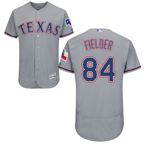 Men's Majestic Texas Rangers #84 Prince Fielder Grey Flexbase Authentic Collection MLB Jersey