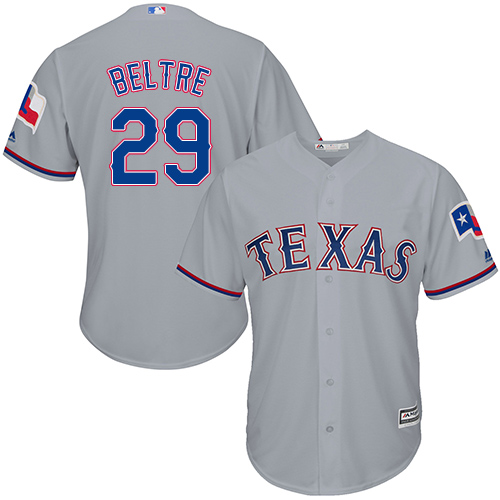 Men's Majestic Texas Rangers #29 Adrian Beltre Replica Grey Road Cool Base MLB Jersey