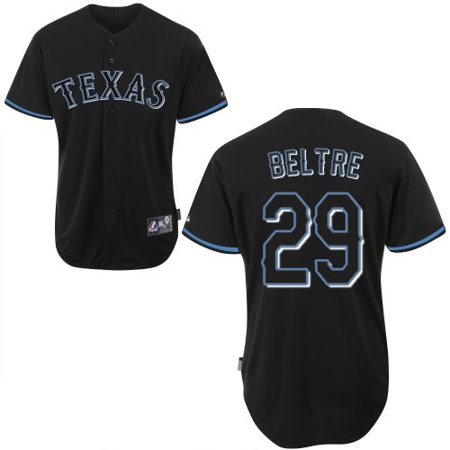 Men's Majestic Texas Rangers #29 Adrian Beltre Replica Black Fashion MLB Jersey
