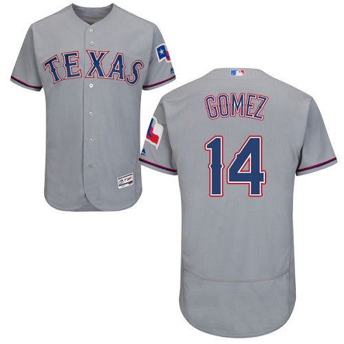 Men's Majestic Texas Rangers #14 Carlos Gomez Grey Flexbase Authentic Collection MLB Jersey