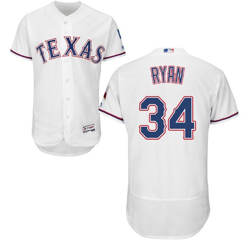 Men's Majestic Texas Rangers #34 Nolan Ryan Authentic White Home Cool Base MLB Jersey