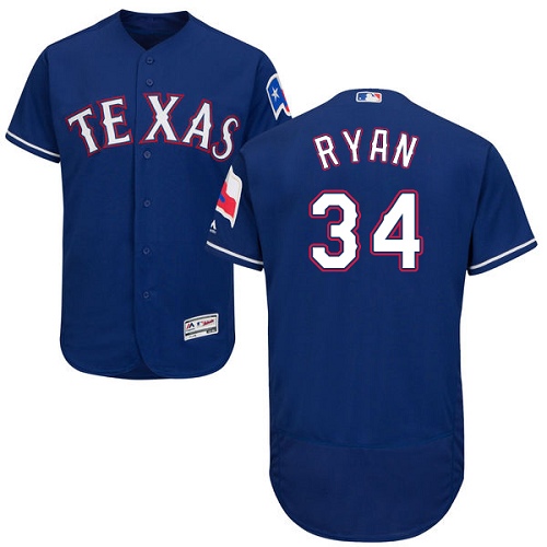 Men's Majestic Texas Rangers #34 Nolan Ryan Authentic Royal Blue Alternate 2 Cool Base MLB Jersey