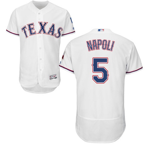 Men's Majestic Texas Rangers #5 Mike Napoli White Flexbase Authentic Collection MLB Jersey