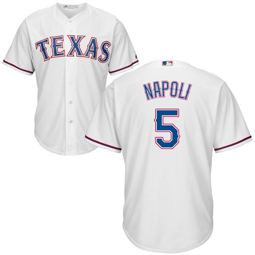 Men's Majestic Texas Rangers #5 Mike Napoli Replica White Home Cool Base MLB Jersey