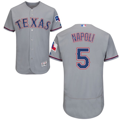 Men's Majestic Texas Rangers #5 Mike Napoli Grey Flexbase Authentic Collection MLB Jersey