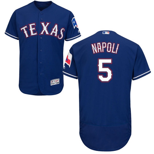 Men's Majestic Texas Rangers #5 Mike Napoli Royal Blue Flexbase Authentic Collection MLB Jersey