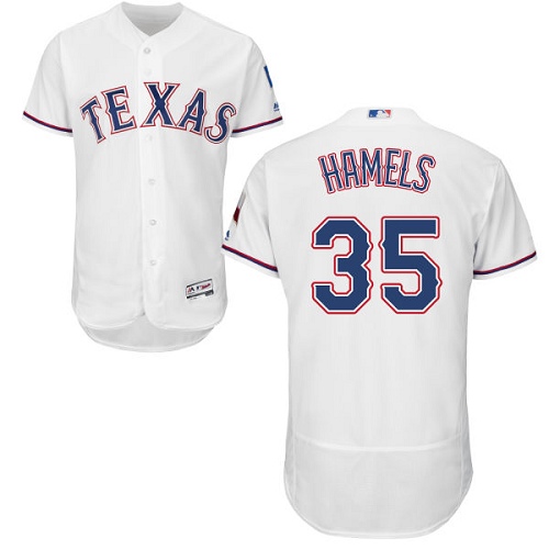 Men's Majestic Texas Rangers #35 Cole Hamels Authentic White Home Cool Base MLB Jersey