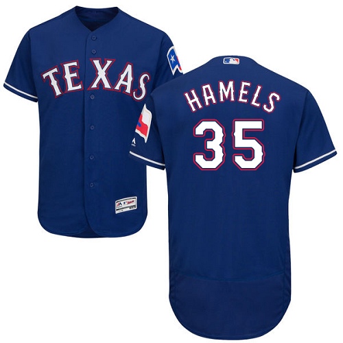 Men's Majestic Texas Rangers #35 Cole Hamels Authentic Royal Blue Alternate 2 Cool Base MLB Jersey