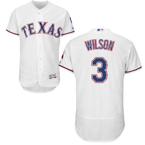 Men's Majestic Texas Rangers #3 Russell Wilson Authentic White Home Cool Base MLB Jersey