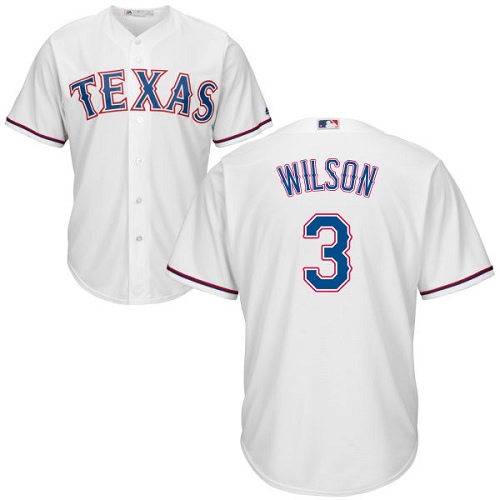 Men's Majestic Texas Rangers #3 Russell Wilson Replica White Home Cool Base MLB Jersey