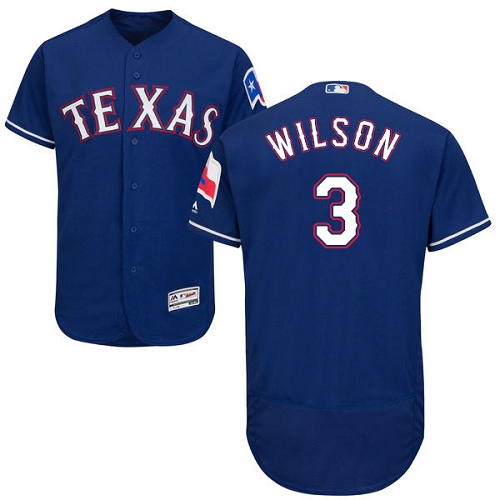 Men's Majestic Texas Rangers #3 Russell Wilson Authentic Royal Blue Alternate 2 Cool Base MLB Jersey