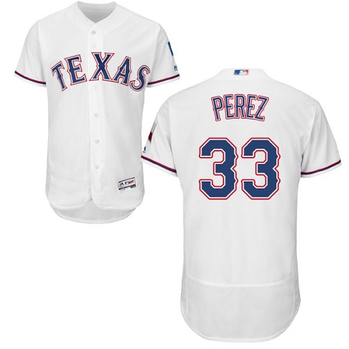 Men's Majestic Texas Rangers #33 Martin Perez Authentic White Home Cool Base MLB Jersey