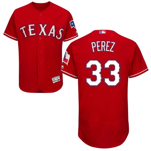 Men's Majestic Texas Rangers #33 Martin Perez Authentic Red Alternate Cool Base MLB Jersey