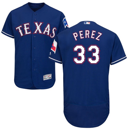 Men's Majestic Texas Rangers #33 Martin Perez Authentic Royal Blue Alternate 2 Cool Base MLB Jersey
