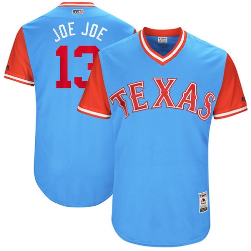 Men's Majestic Texas Rangers #13 Joey Gallo "Joe Joe" Authentic Light Blue 2017 Players Weekend MLB Jersey