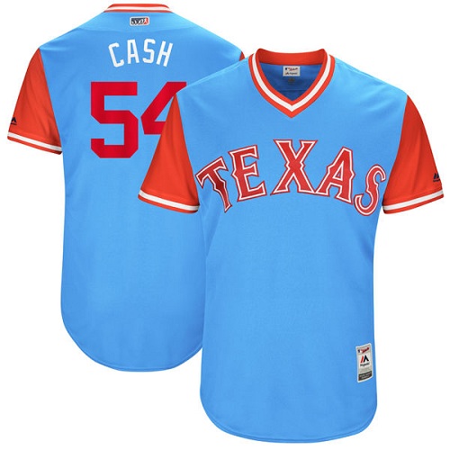 Men's Majestic Texas Rangers #54 Andrew Cashner "Cash" Authentic Light Blue 2017 Players Weekend MLB Jersey
