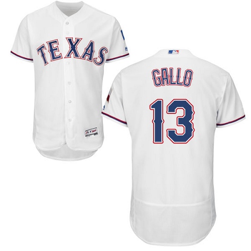 Men's Majestic Texas Rangers #13 Joey Gallo Authentic White Home Cool Base MLB Jersey