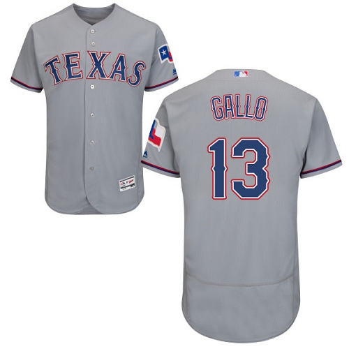 Men's Majestic Texas Rangers #13 Joey Gallo Authentic Grey Road Cool Base MLB Jersey