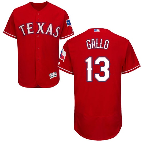 Men's Majestic Texas Rangers #13 Joey Gallo Authentic Red Alternate Cool Base MLB Jersey