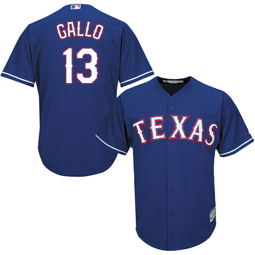 Men's Majestic Texas Rangers #13 Joey Gallo Replica Royal Blue Alternate 2 Cool Base MLB Jersey