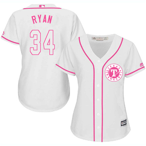 Women's Majestic Texas Rangers #34 Nolan Ryan Replica White Fashion Cool Base MLB Jersey
