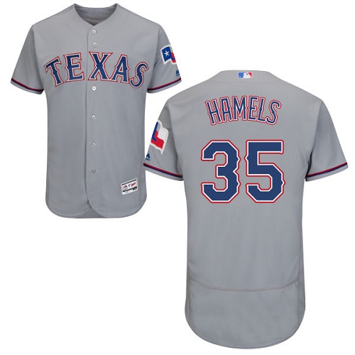Men's Majestic Texas Rangers #35 Cole Hamels Grey Flexbase Authentic Collection MLB Jersey