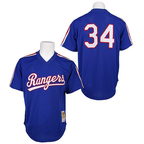 Men's Mitchell and Ness 1989 Texas Rangers #34 Nolan Ryan Authentic Royal Blue Throwback MLB Jersey