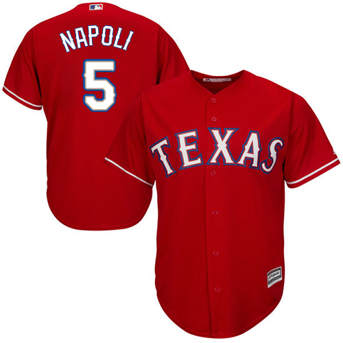 Youth Majestic Texas Rangers #5 Mike Napoli Authentic Red Alternate Cool Base MLB Jersey