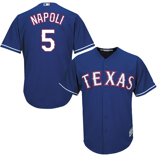 Youth Majestic Texas Rangers #5 Mike Napoli Authentic Royal Blue Alternate 2 Cool Base MLB Jersey